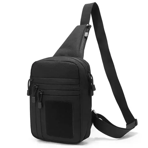 Multifunctional Hidden Carry Chest Bag - Wear-Resistant Waterproof PVC-Coated Polyester Canvas, 5-Pocket Organize Discreet Sling Bag with Pistol Holster, Black Zip Crossbody Sports & Outdoor Accessory