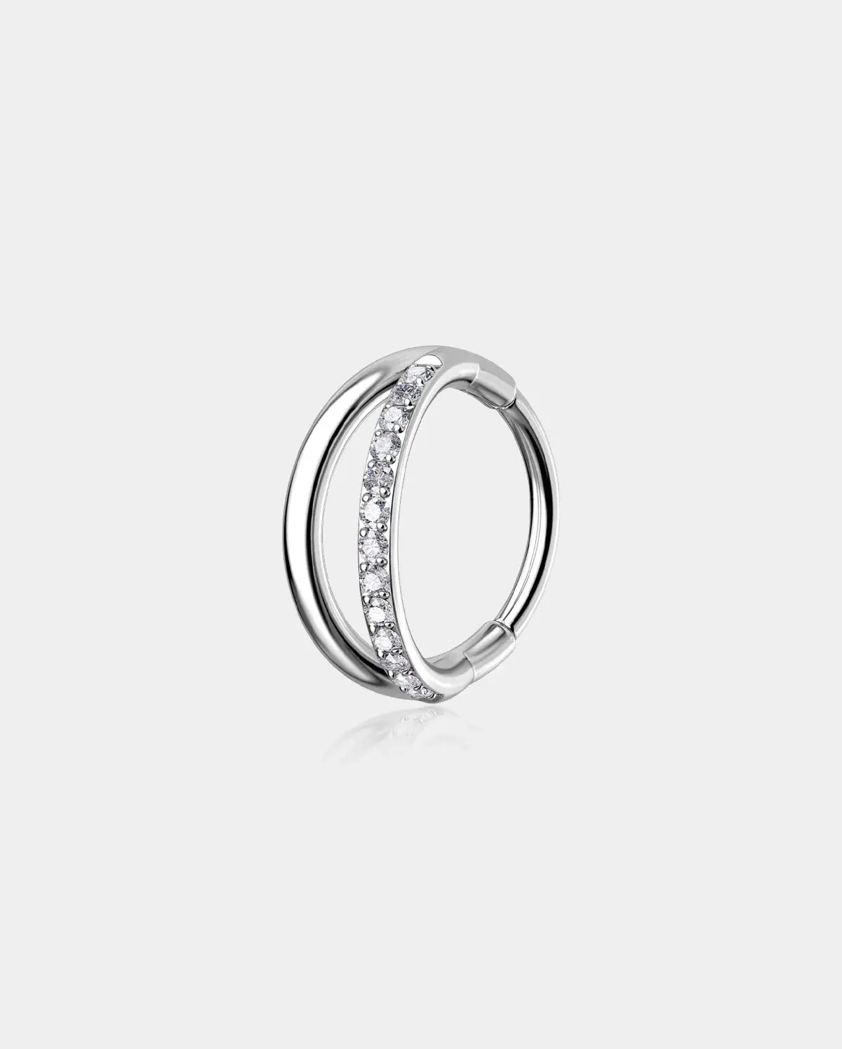 20G Half CZ Double Hoop Titanium Nose Ring