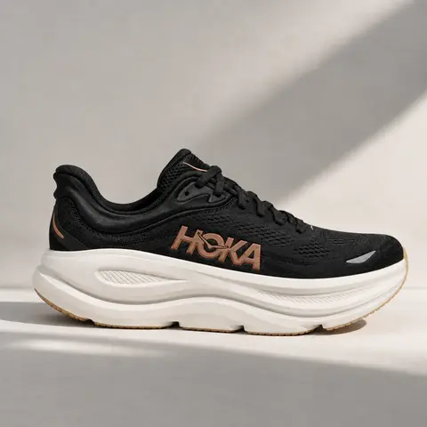 Hoka One One Bondi 9 Black Rose Gold Women's Fashion Shoes New