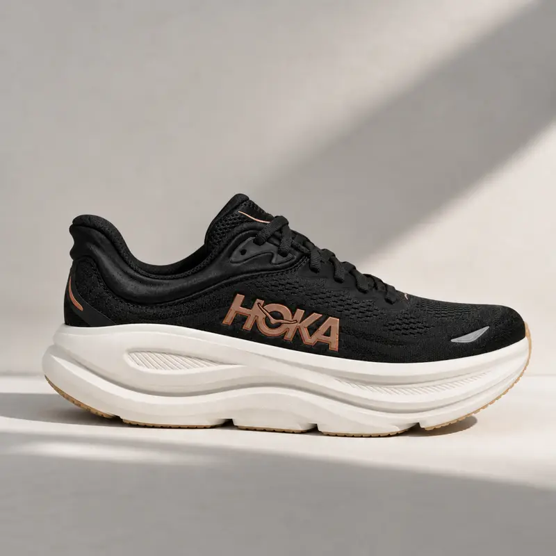 Hoka One One Bondi 9 Black Rose Gold Women's Fashion Shoes New