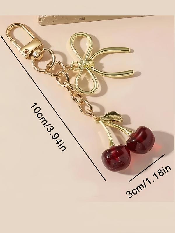 Women's Cute Half-Moon Bow Cherry Shoulder Bag, Fashion Casual Style, Plain Design, Suitable for All Seasons, Elegant Look, Half Moon Purse