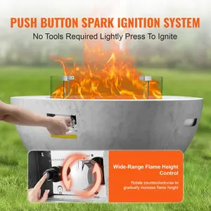Father's Day Gift Christmas present Propane Fire Pit Outdoor Concrete Gas Fire Pit 39 in Tabletop 50000 BTU