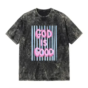 Unisex God is Good Print Washed T-Shirt – Aesthetic Christian Faith Graphic Tee, Retro Faith-Based Oversized Top