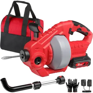 20V Cordless Electric Drain Snake, 25Ft Replaceable  with 2.0Ah , Extension Tube & Charger, Snake Drain Clog Remover Tool for Toilet, Floor Drain, Sink and Shower 3/4"-2" Pipe