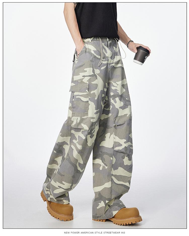 Camouflage Pants Unisex, Spring and Autumn Cotton Straight Loose Large Size Work Pants, Trendy Versatile Wide Leg Casual Long Pants Slimming