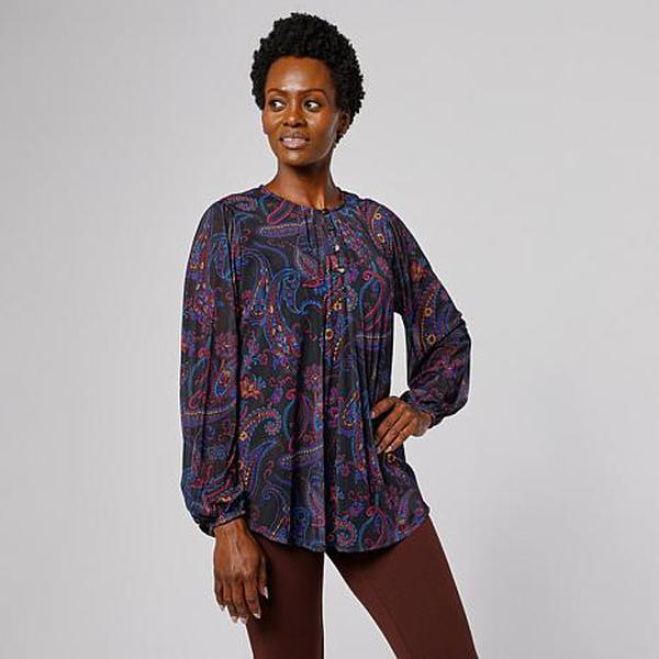 Antthony Design Originals Printed Mesh Blouse