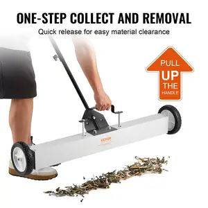 Father's Day Gift VEVOR 55Lbs Rolling Magnetic Sweeper with Wheels,Push-Type Magnetic Pick Up Sweeper, 24-inch Large Magnet Pickup Lawn Sweeper with Telescoping Handle, Easy Cleanup of Workshop Garage Yard