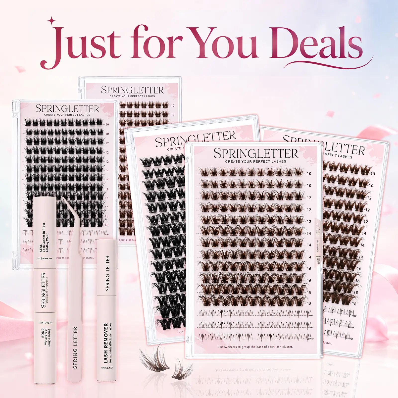 Lash Cluster Kit Lash Extensions Eyelash Clusters Kit Cluster Lashes Lash Clusters Natural Lash Clusters Fluffy Lash Clusters Waterproof Lash Glue Bottom Lashes