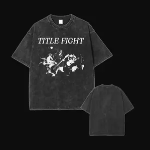 Retro Vintage Title Fight Unisex Double Printed Washed T-Shirt, Graphic Tee, Rock Music Band, Printed Indie Music Merch, Streetstyle
