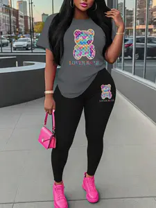 Spring Summer Fashion Women's Two-Piece Set Casual Sportswear, Stylish Print Simple Mix-And-Match, Daily Comfortable Wear Athletic Fashion Activewear, Casual Gym Wear Workout Sets