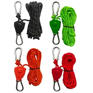 4pcs Tent Tightener Ratchet Strap, Outdoor Camping Windproof Rope, Metal Ratchet with Reflective Fixing Rope, Durable and Secure