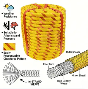 1/2 Inch x 100 FT Arborist Rigging Rope, 48-Strand High Density Braided Polyester Tree Climbing Rope, Weather Resistant Static Climbing Rope for Outdoor Rescue, Farm Work, Tree Swing