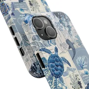 Blue Ocean Coquette Phone Case| Blue Marine Aesthetic Phone Cover for iPhone 16 Pro Max, Samsung Galaxy S25, Pixel| Cute Sea Creature, Preppy Girly Shockproof Case