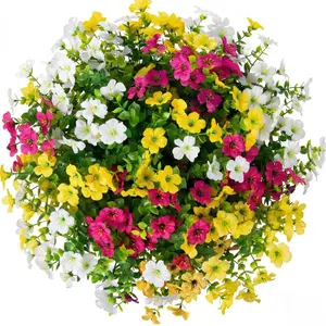 15-Piece Artificial Flower Arrangements Set - 3 Colors (5 Per Color) with Eucalyptus Blooms for Home, Garden Decorative Plants & Decor
