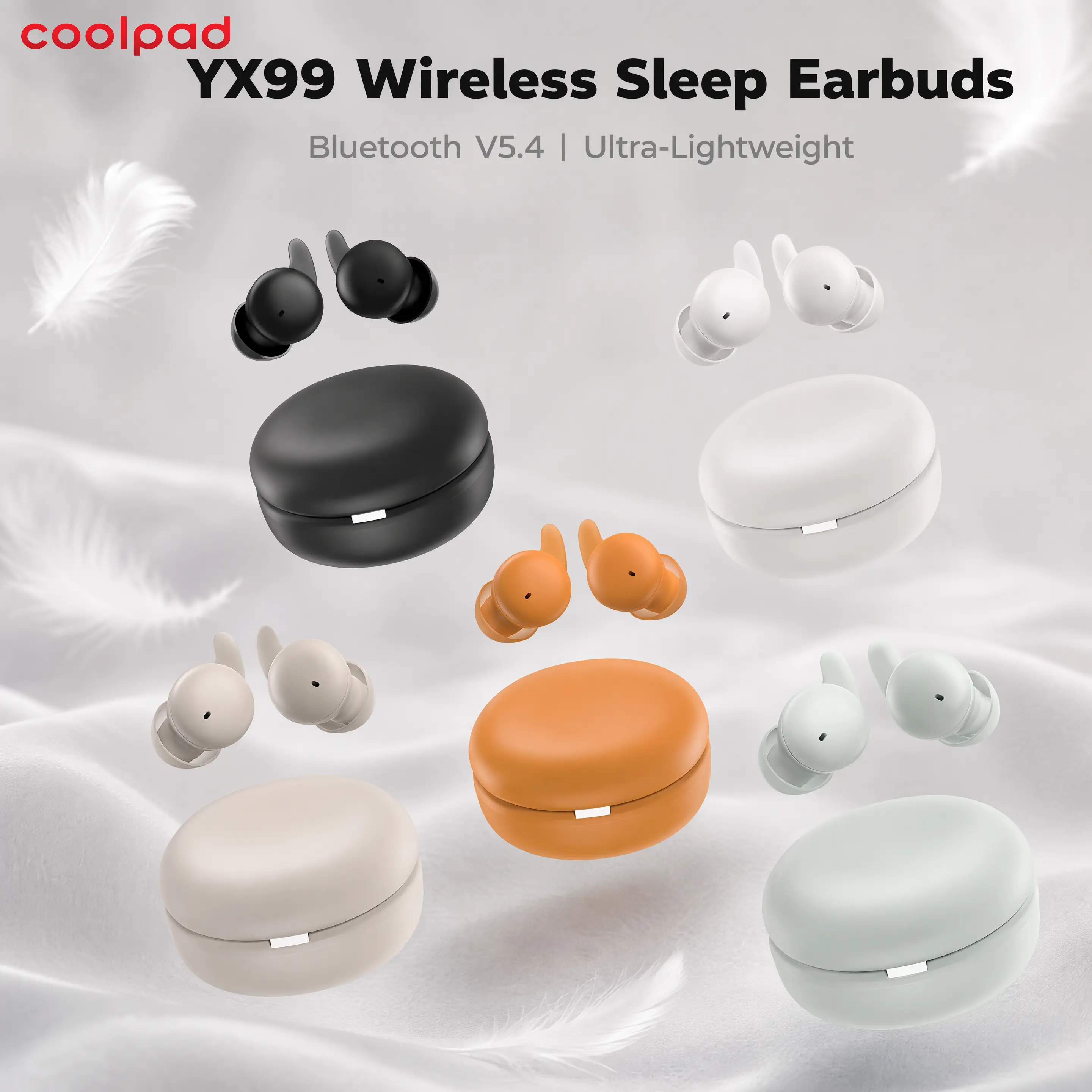 Coolpad YX99 Mini Wireless Earbuds - Ultra-Soft Silicone, 0-Pressure Fit, Lightweight, ENC Noise Canceling, Noise Reduction Nighttime Comfort