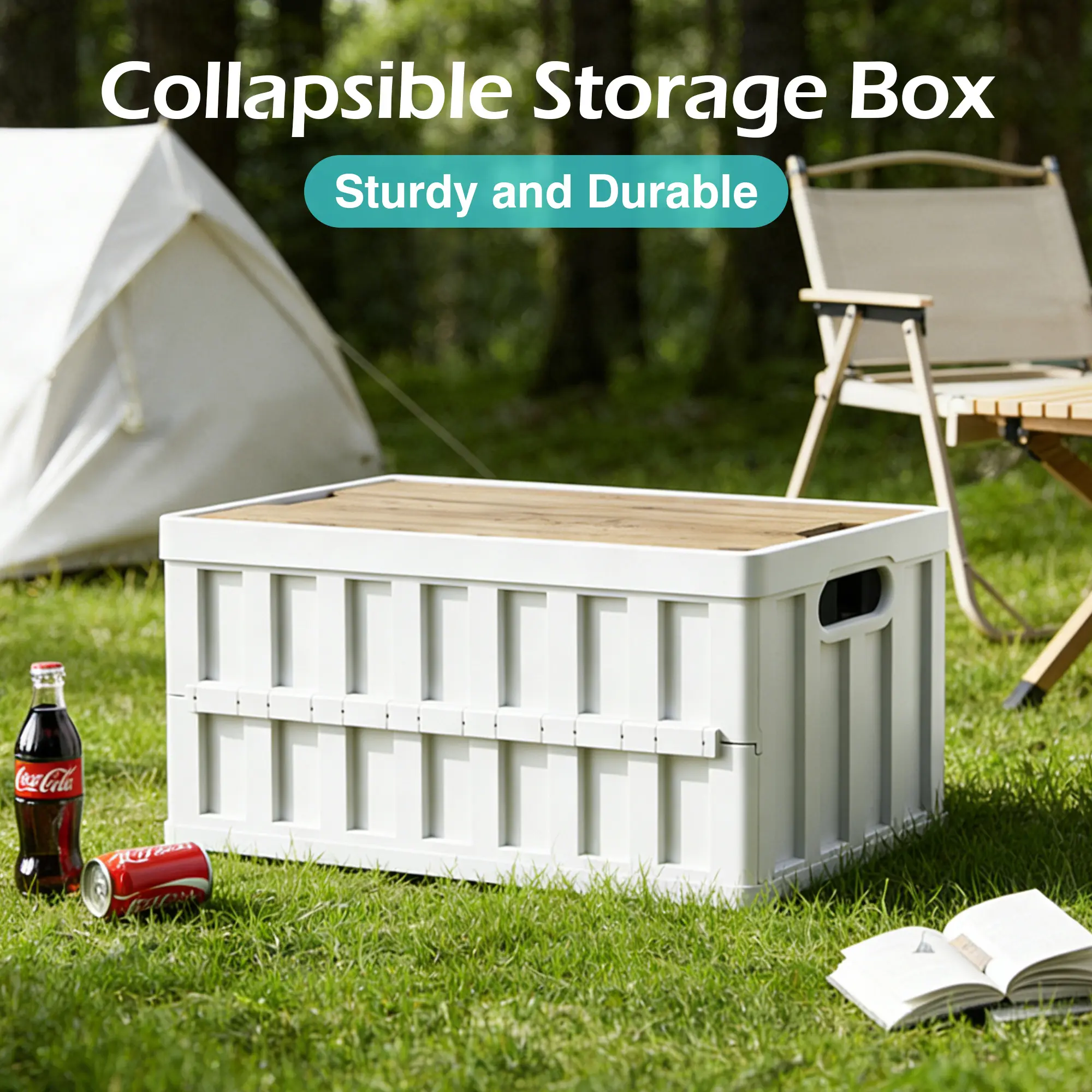 1-Count Plastic Stackable Storage Cube Container Organizer - Sturdy, Durable, Foldable, Smooth, Waterproof, Functional White & Red Toy Box for Home Toy Organizing, Kitchen Storage Needs