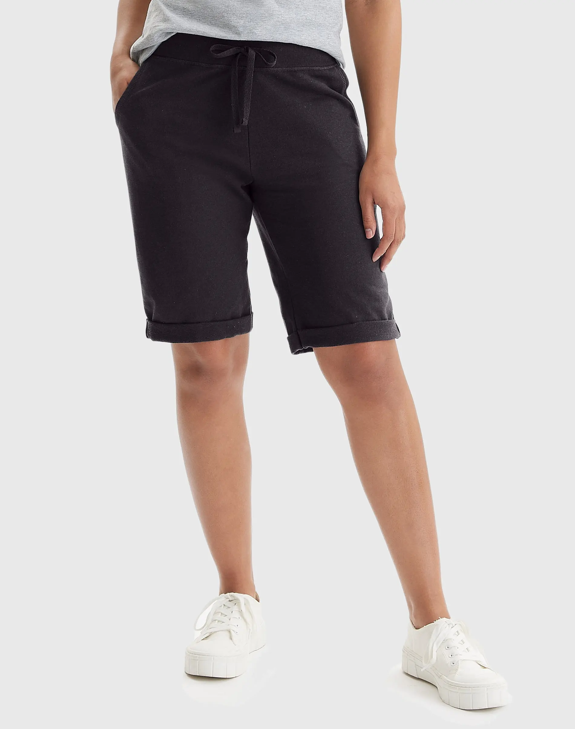 Hanes Women's French Terry Bermuda Shorts 11" Comfortable Fit Soft Stretch Fabric Breathable O4681