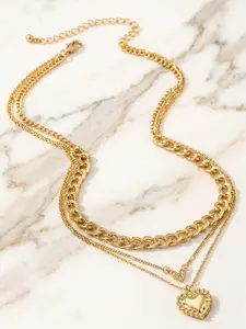 Layered Gold Heart Necklace Set (3-Piece)