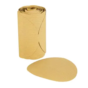 Gold PSA Sandpaper 6 Inch 100 PCS Sanding Discs 220 Grit Self Adhesive Stickyback Sandpaper Roll Aluminum Oxide Adhesive Backed Sandpaper for Wood, Metal, and Car Paint