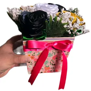 Eternal Ribbon Roses - Black and Gold with Ribbon Accents and Floral Design in Gift Box