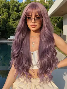 30 Inch Full Bangs Curly Wig, Heat Resistant Synthetic Hair, Long Bob Style for Women, Perfect for Parties and Daily Use, Synthetic Machine Wigs, With Bangs Wig