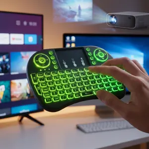 Wireless Mini Keyboard with Touchpad, 2.4G Wireless Keyboard with Backlight, Universal External Keyboard for Android TV Box, Smart TV & PS3