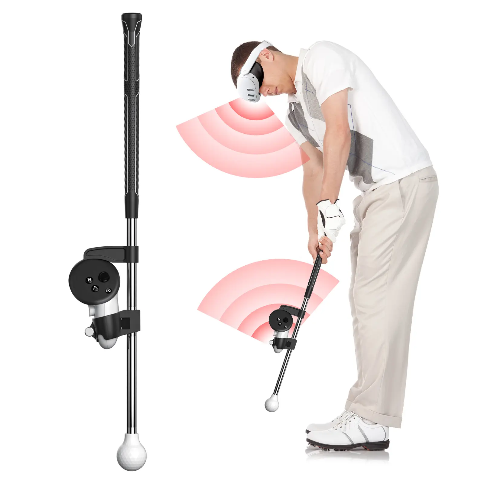 Weighted VR Golf Club Attachment for Meta Quest 3 /3S/2/PRO Accessories Adapter for Golf+ Golf5eclub Controllers Handles