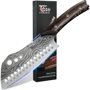 【TikTokShopSpringGlowUp】 SYOKAMI3-in-1 Kitchen Knife with Herb Stripper, 7" Asian Knife Combined with Chef Knife, Santoku, Nakiri, Ideal for All-Around Food Preparation—Slicing, Chopping, Dicing, Mincing, Christmas, Mother's Day Gifts