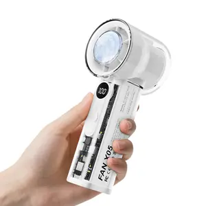 5000mAh Portable Handheld Turbo Fan, 1-100 Adjustable Speed Rechargeable Mini Personal Fan with Ice Compress, for Travel, Vacation & Camping clear design