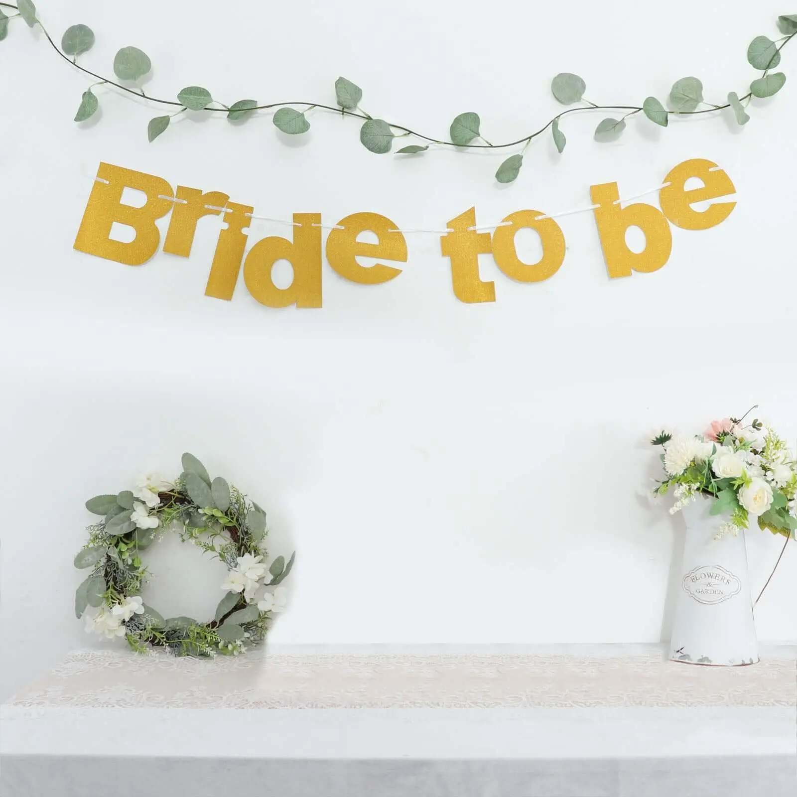 Gold Glittered Bride To Be Paper Hanging Bridal Shower Garland Banner, Bachelorette Party Banner 3.5ft