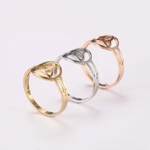Stainless Steel Irish Triquetra Ring Openwork Trinity Knot Jewelry for Him Her and Daily Wear
