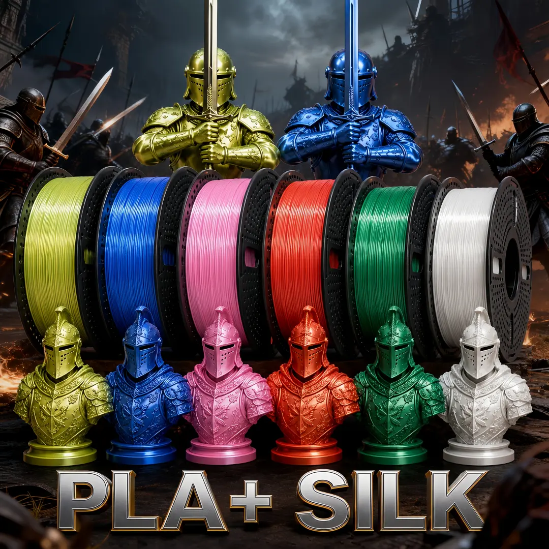 6-Color Glossy PLA Plus 3D Printing Filament Set, 1.75mm Diameter, 0.02mm Precision, Silk-Like Sheen, Low Curling, Bubble & Nozzle Clog Reduction, High Toughness, Smooth Delivery, Compatible with Most FDM 3D Printers