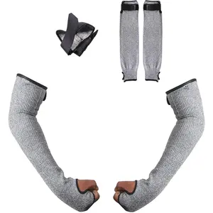 Anti-Cut Farmer Sleeves, Suitable for Thin-Skinned Arms - Gardening Welding Level 5 Safety Arm Guards with Thumb Hole and Hook and Loop, 1 Pair uv protection