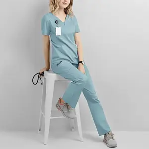 Scrubs Luna Vital Set for Women - Stretch V-Neck Scrub Top & Jogger Pant with 8 Pockets