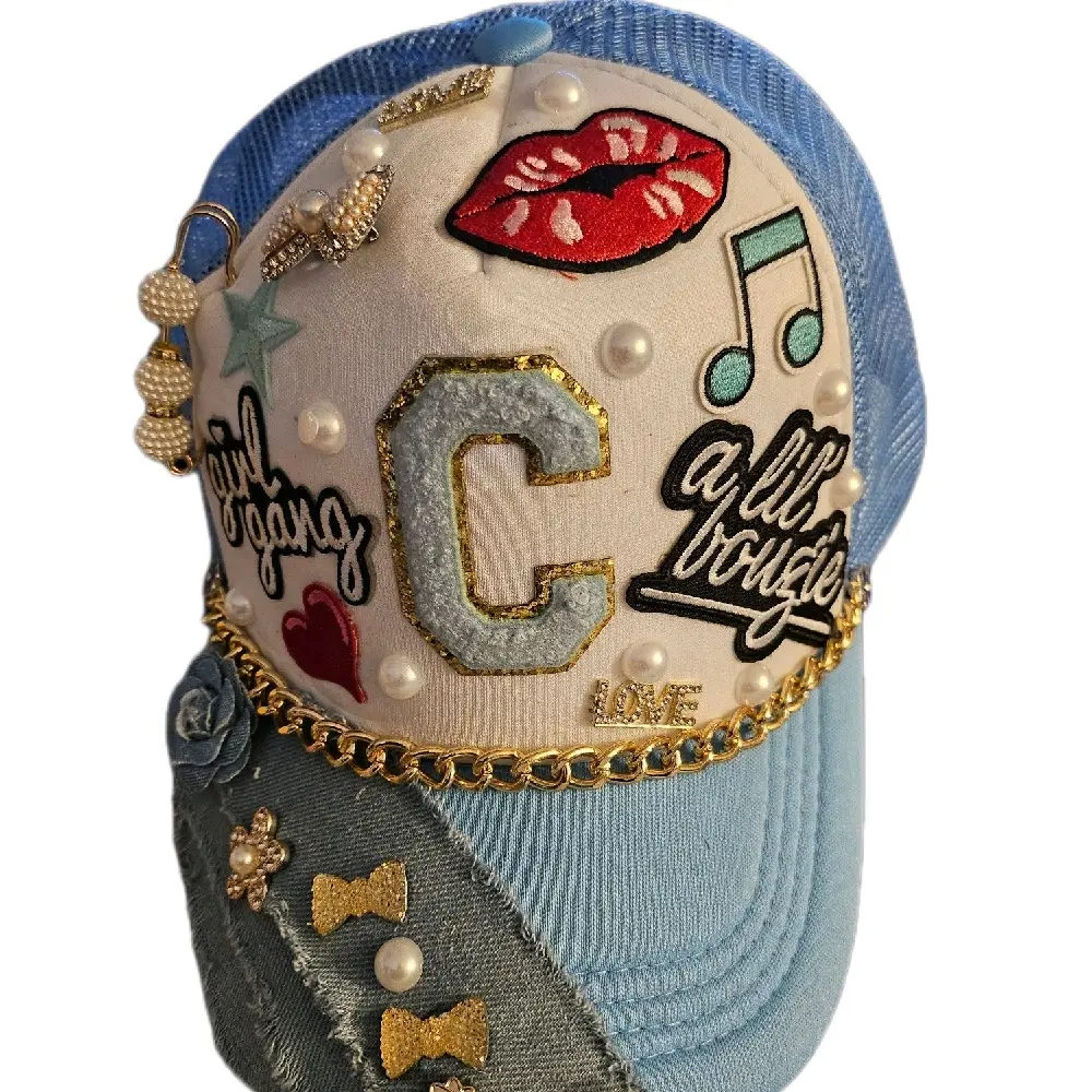 This one-of-a-kind trucker hat.  Select custom Initial.