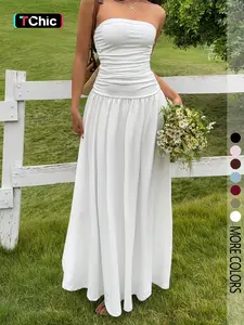 Women's solid color casual long dress, summer dress, summer outing outfit, vacation beach outfit, party outfit.