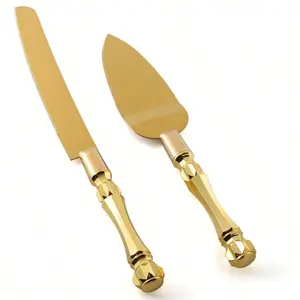 2 Pcs Wedding Cake Cutting Set, Stainless Steel And Acrylic Faux Crystal Handle, Cake Knife And Spade Set For Wedding, Birthday, Party, Anniversary