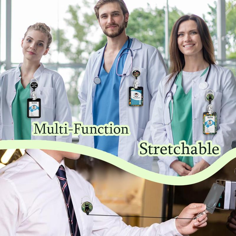 ID Badge Holder with Retractable Reel.1 Count lDName Tag Work Badge Clip Id Badge Holder Heavy Duty and Retractable Keychain, Cute Badge Reel with 360 Degrees Rotate Carabiner Clip,  Student Daily Office Removable Cardholder