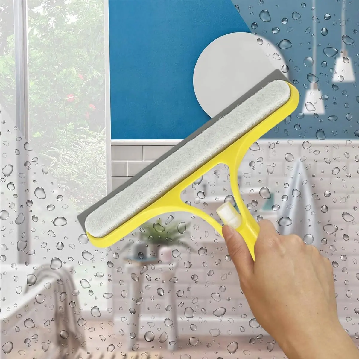 2025 New PVC 3-in-1 Durable Window Cleaning Scraper with Spray Function, Stiff Bristles Squeegee for Shower Glass, Car Windshields & Household Use, Stiff Bristles Squeegees