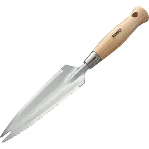 13.3" Trowel with Forked Tip and Depth Markings, Knife for Root Cutting, Transplanting, Digging, and Slit