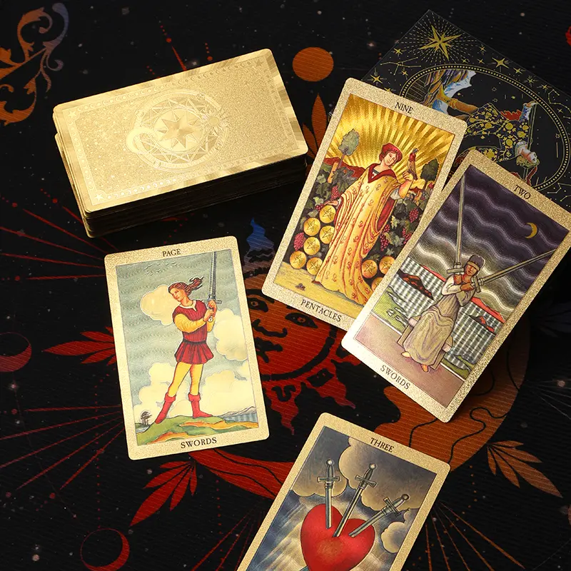 Beginner Tarot Deck, Classic Tarot Cards with Meanings Printed on Cards, Durable Tarot Cards, Comes with Golden Beginner’s Guide Booklet