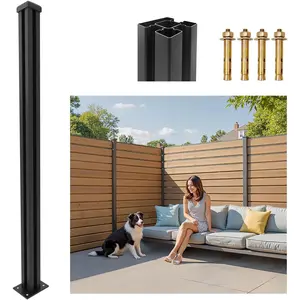 6FT Heavy Duty Aluminium Fence , No Dig Metal  for Outdoor  Fence Panels, Compatible with  Slats and Composite Boards for Patio, Backyard, Garden