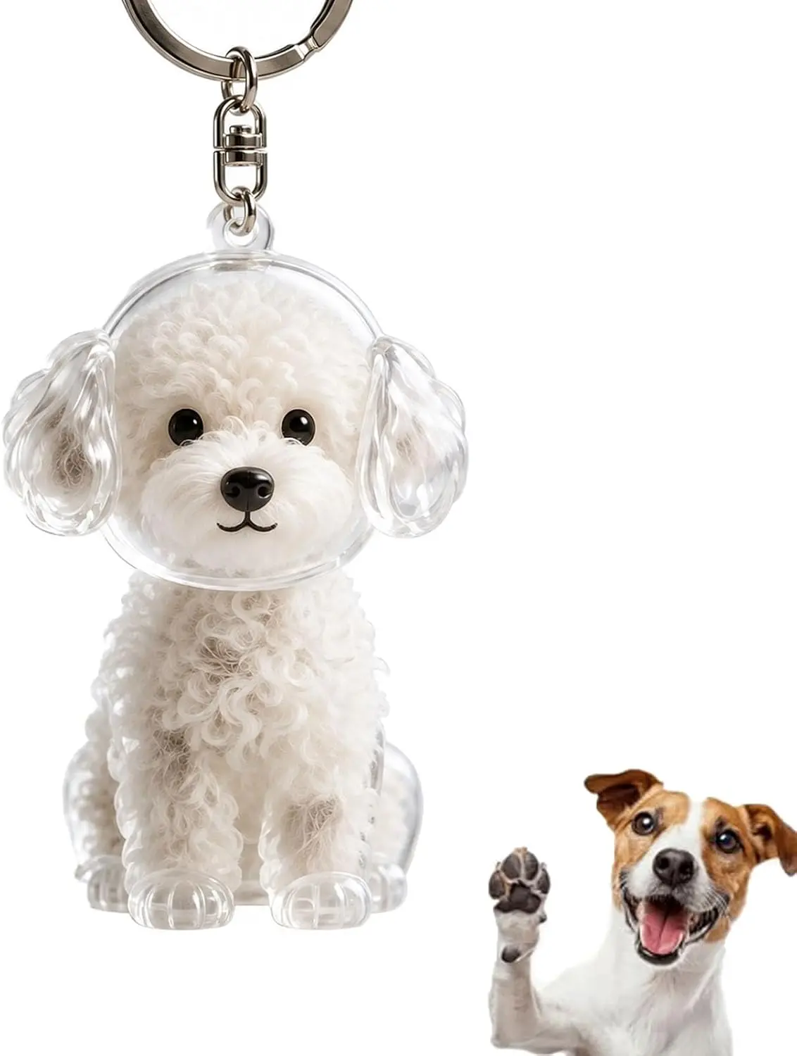 Transparent Polystyrene Dog Hair Keepsake Keychain - Pet Fur Storage Capsule, Puppy Memory Charm, Dog Lover Memorial Gift, Keychain for Car Keys