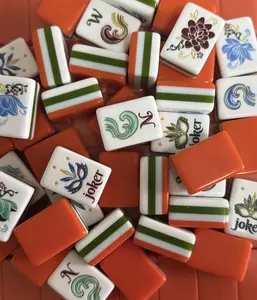 Orange Acrylic American Mahjong Set with Deluxe Crystal Tiles and Storage Bag for Home Use, Gifts, Family Game Night and Travel Entertainment