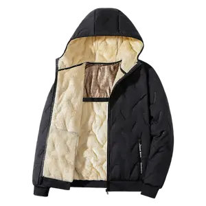 Men's Winter Warm Jacket with Built-in Graphene Heating Fleece Lining Zipper Design Regular Fit 100% Polyester Fiber Easy Machine Wash Casual Style Menswear Coats Tops Long Sleeve Beige Black Plain