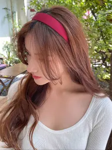 Women's Satin Hair Band New Year French Vintage Elegant Solid Color Versatile Christmas Headband Fashion Accessory