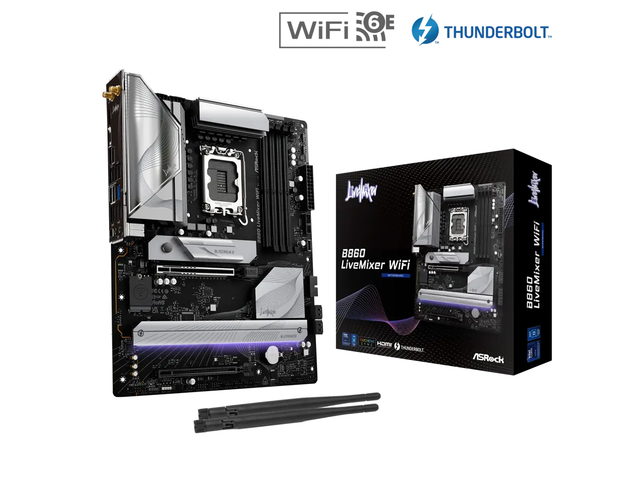 ASRock B860 LiveMixer WiFi LGA 1851 Intel B860 SATA 6Gb/s DDR5 Intel Core Ultra ATX Motherboard ASRock B860 LiveMixer WiFi LGA 1851 Intel B860 SATA 6Gb/s DDR5 Intel Core Ultra ATX Motherboard