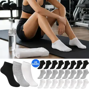48 Pairs Men's Anti-Blister Cushion Ankle Socks - Breathable Low Cut Athletic Socks with Arch Support, Moisture Wicking Sports Socks for Running, Gym, and Daily Training