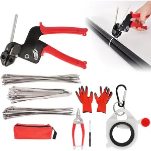Stainless Steel Zip Tie Gun Set, All-in-one Stainless Steel Cable Tie Gun Set with 150pcs Zip Ties, Adjustable Resistant Heavy Duty Cable Ties for Exhaust Pipes Automotive Poultry Fence