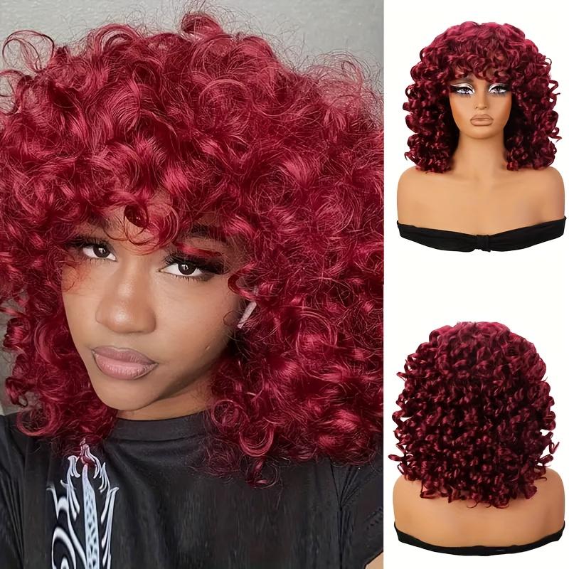 Large Roll Synthetic Wigs for Halloween And Christmas Costumes: Orange, Pink, Burgundy, Golden. Candy Colored Bizarre Costume for Halloween Christmas Music Festival Gift Person Costume